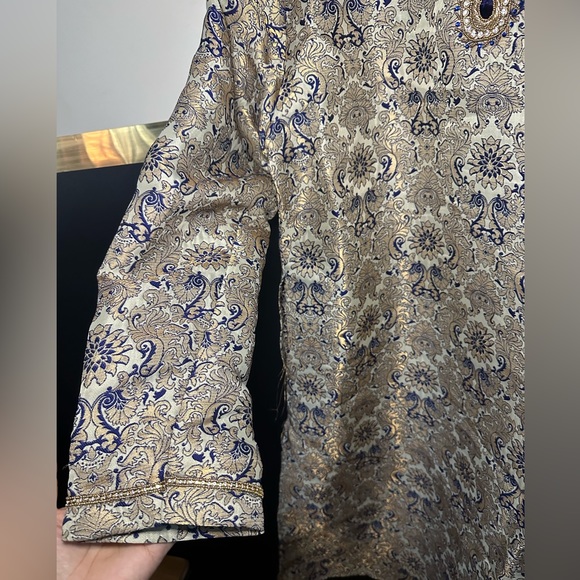 Men’s Kurta Tunic Top with pant with beading and embroidery - Picture 8 of 15